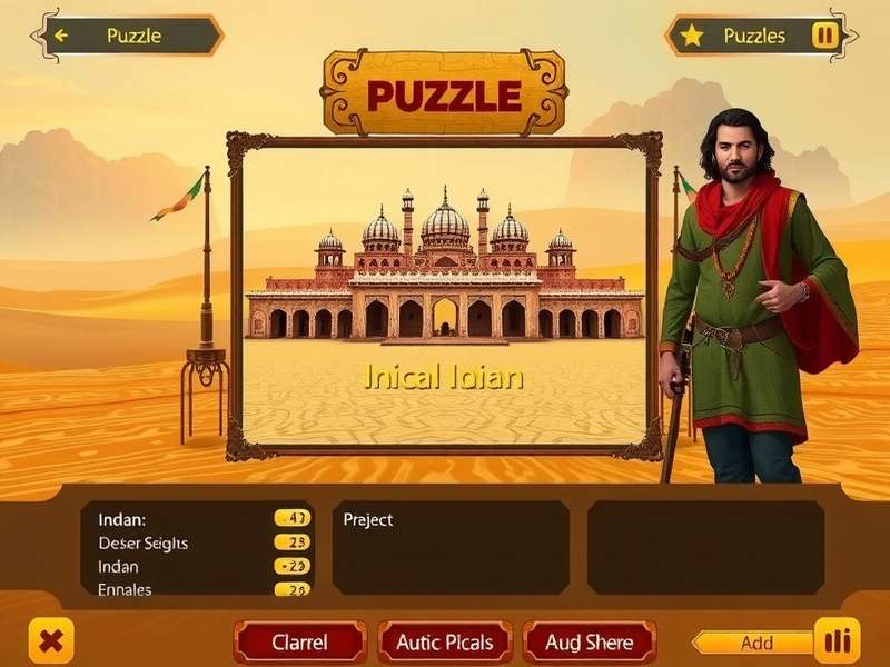 Dryland Explorer puzzle solving interface with Indian architectural elements
